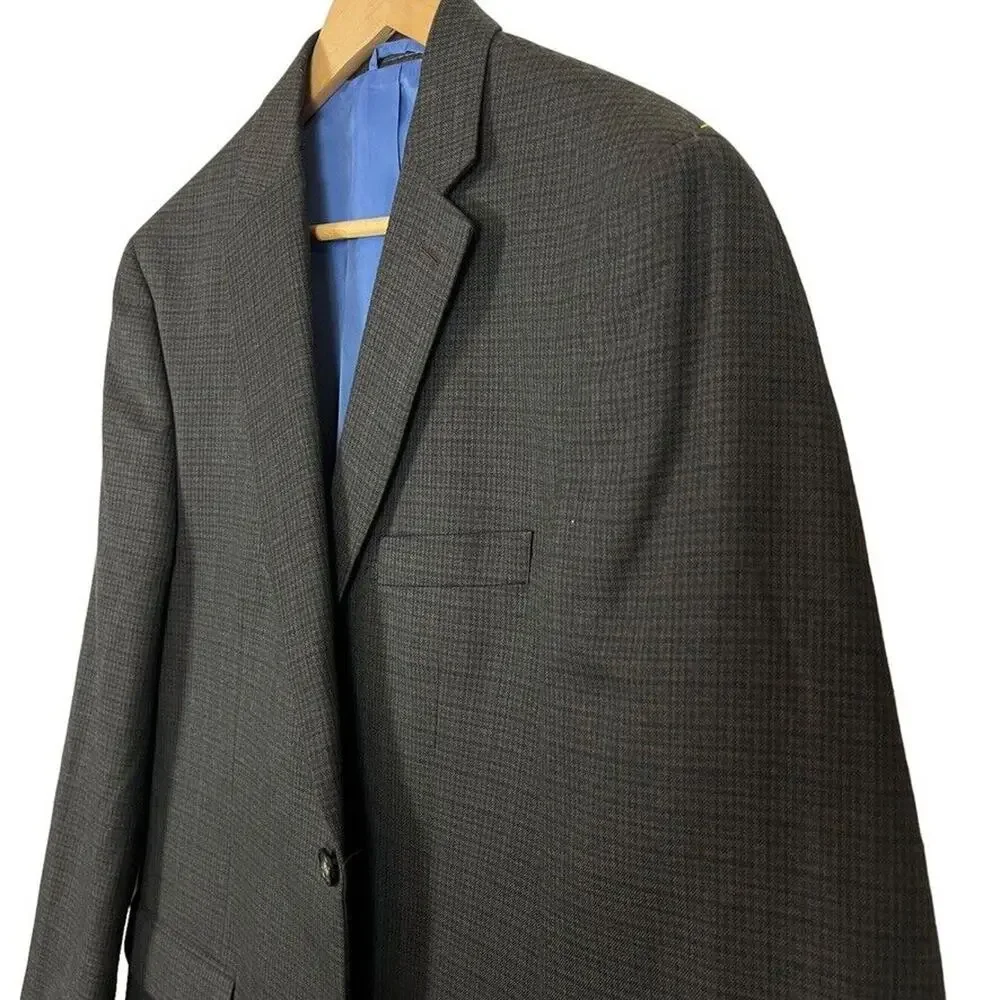 Chaps Mens Brown Plaid Suit Jacket Blazer Sport Coat 2 Button Business 42R
